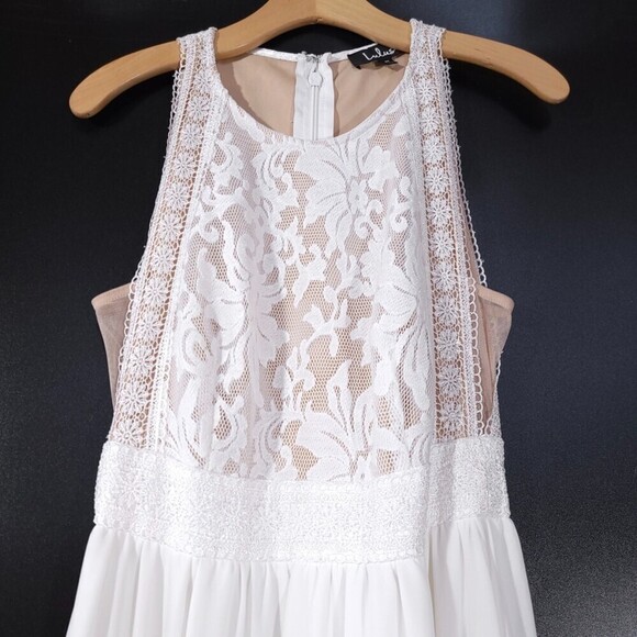 LULUS Forever and Always White Lace Maxi Dress Bridesmaid Wedding Gown Medium - Picture 4 of 15